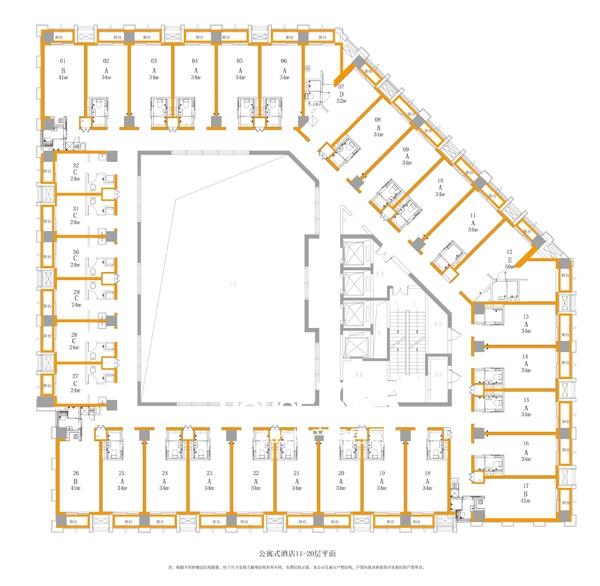 万科中心商务公寓楼层平面图